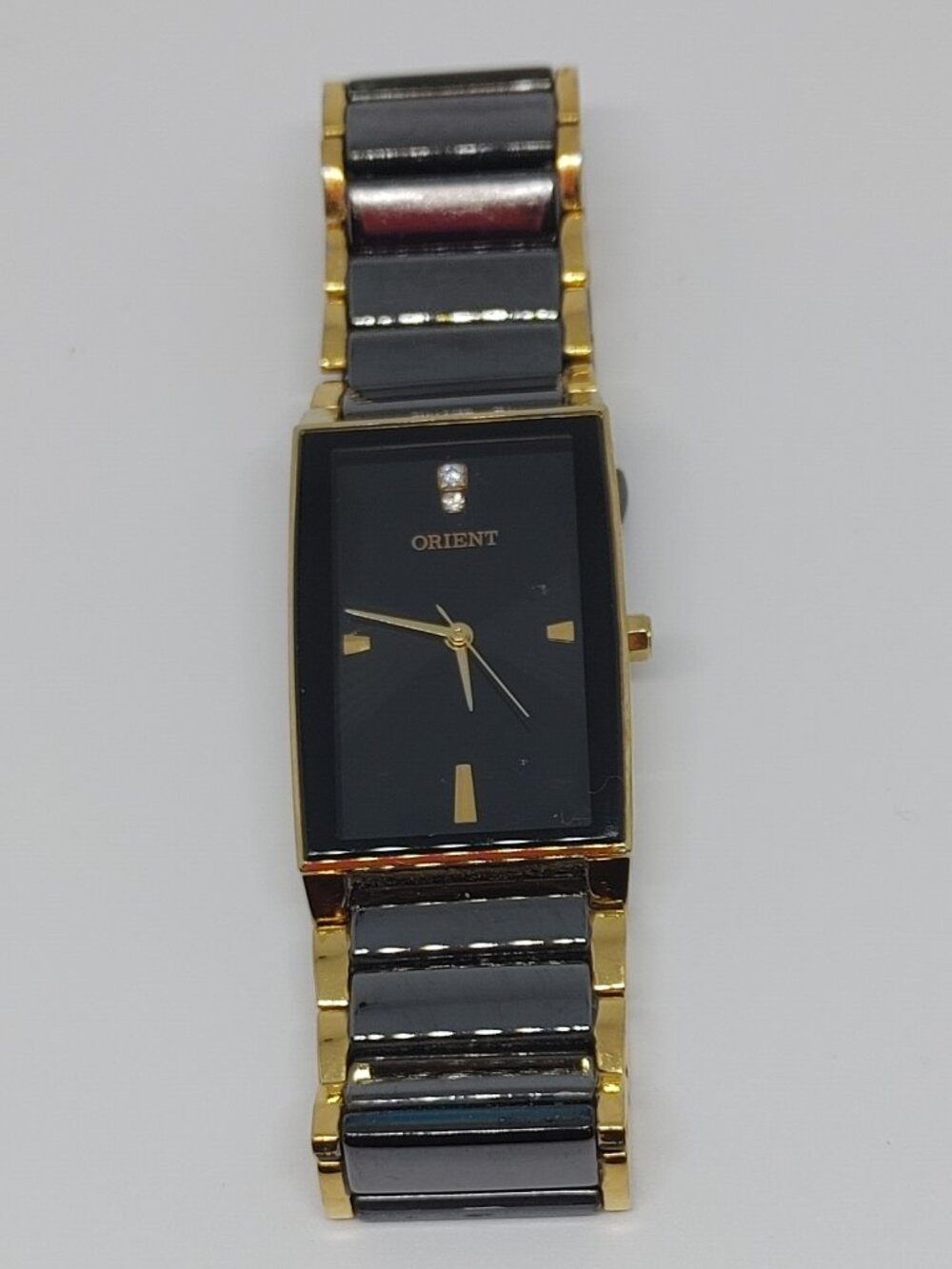 Vintage Orient Tank Dress Watch Two-Tone Gold Black